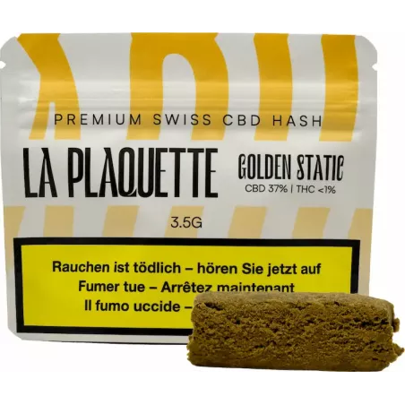 La Plaquette – Golden Static Hash 37 % CBD Static Sift suisse 3.5 gr