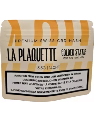 La Plaquette – Golden Static Hash 37 % CBD Static Sift suisse 3.5 gr