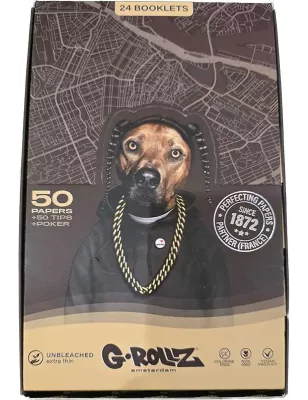 G-Rollz – Pets Rock Rap Unbleached King Size Slim Papers + Tips Box komplett mit 25 Booklets
