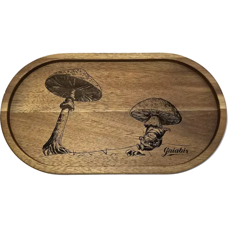 Gaiabis – Vassoio in legno inciso con funghi
