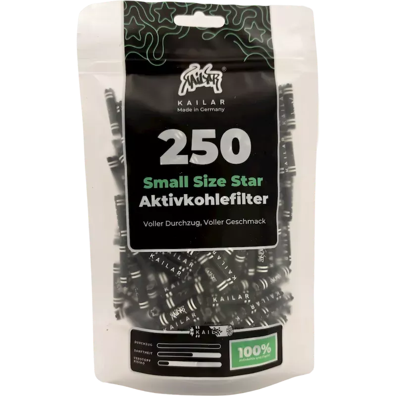 Kailar – Small Size Star Aktivkohlefilter Schwarzes Papier 250