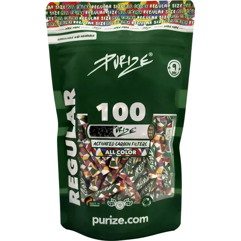 PURIZE – Filtres charbon actif Regular Size 9 mm 100 All Colors