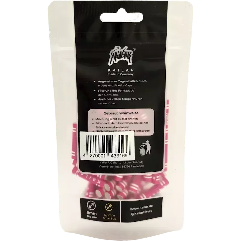 Kailar – Cellulose Aktivkohlefilter Slim 5.9 mm 65 Pink