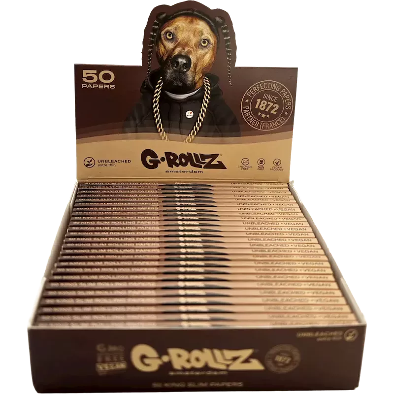 G-Rollz – Pets Rock Rap Unbleached King Size Slim Komplette Box mit 25 Booklets