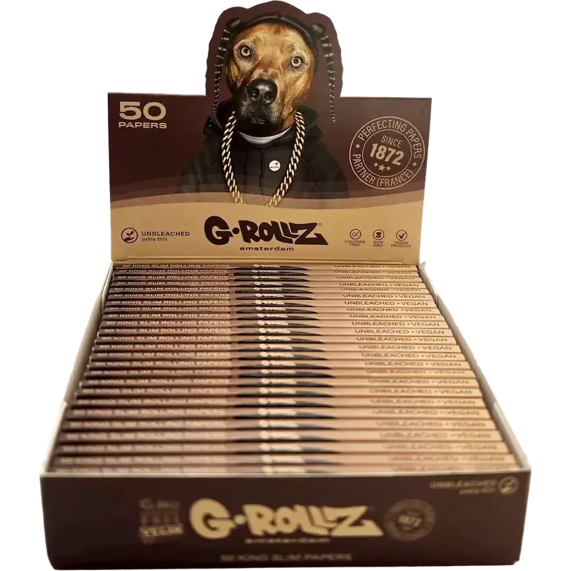 G-Rollz – Pets Rock Rap Unbleached King Size Slim Komplette Box mit 25 Booklets