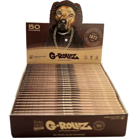 G-Rollz – Pets Rock Rap Unbleached King Size Slim Komplette Box mit 25 Booklets