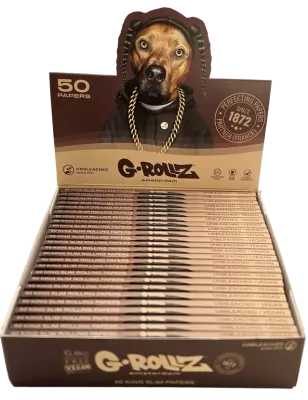 G-Rollz – Pets Rock Rap Unbleached King Size Slim Komplette Box mit 25 Booklets