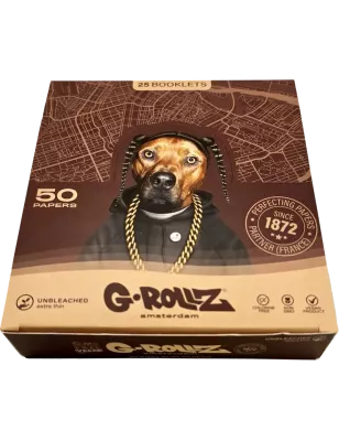G-Rollz – Pets Rock Rap Unbleached King Size Slim Box completa da 25 booklet