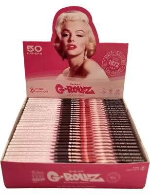 G-Rollz – Fabulous Face Pink King Size Slim Papers Box 25 Booklets