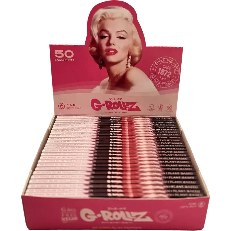 G-Rollz – Fabulous Face Pink King Size Slim Papers Box 25 Booklets