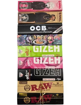 Entdeckerpaket King Size Slim Drehpapiere + Tips – 9 Referenzen