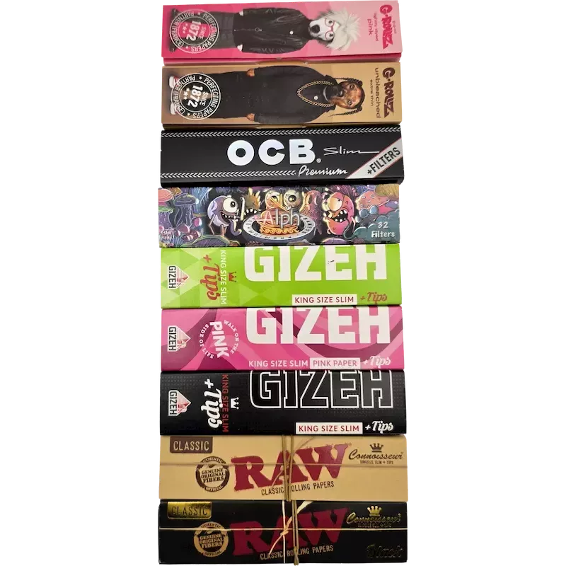 King Size Slim rolling papers + Tips discovery pack – 9 references
