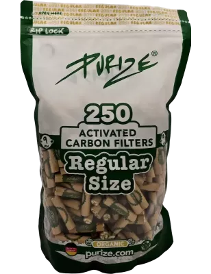 PURIZE – Regular Size Aktivkohlefilter 9 mm 250 Stück Organic