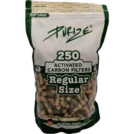 PURIZE – Regular Size Filtres Charbon Actif 9 mm 250 pièces