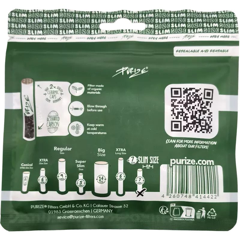 PURIZE – Aktivkohlefilter Slim Size 7 mm 50