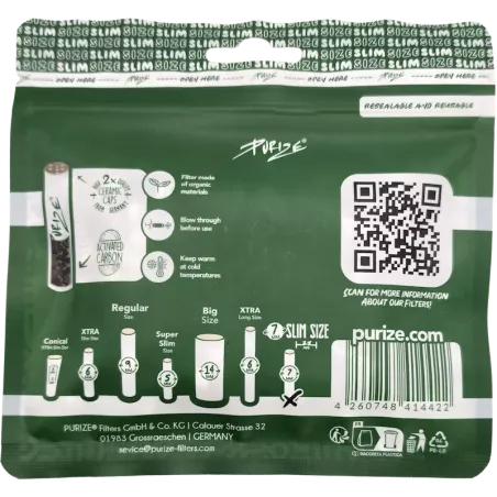 PURIZE – Filtres Charbon Actif Slim Size 7 mm 50