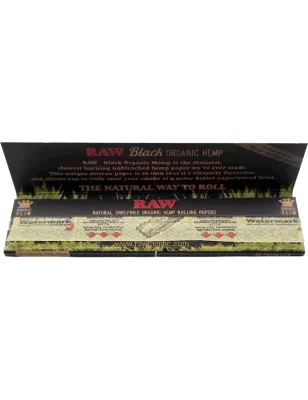 RAW – Black Organic Hemp Feuilles à rouler Kingsize Slim 32 feuilles
