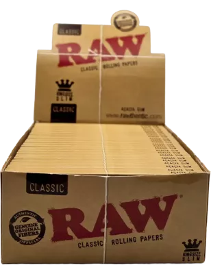 RAW – Classic Kingsize Slim Feuilles à rouler Box 50 paquets