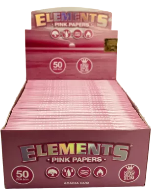 Elements – Pink King Size Slim Feuilles Box 50 x 32 pcs