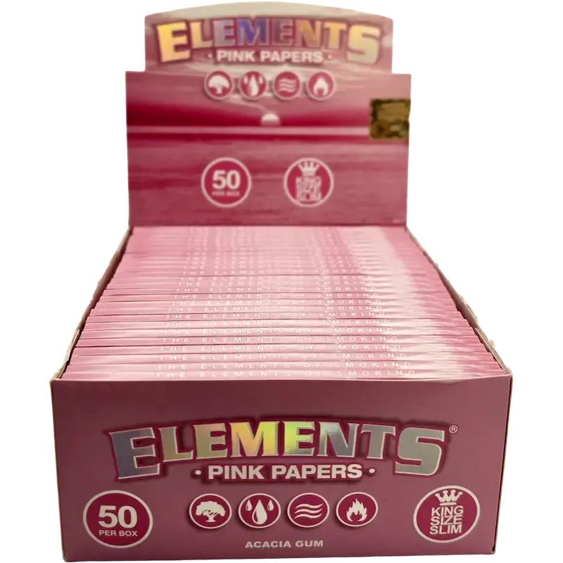 Elements – Pink King Size Slim Feuilles Box 50 x 32 pcs