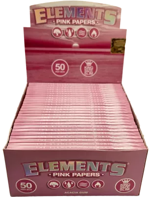 Elements – Pink King Size Slim Feuilles Box 50 x 32 pcs