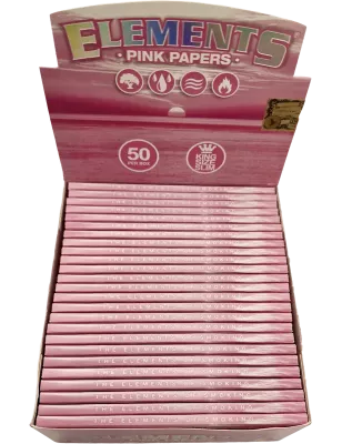 Elements – Pink King Size Slim Feuilles Box 50 x 32 pcs