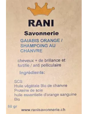 Rani Savonnerie – Gaiabis à l’Orange Shampoing au Chanvre 60 g