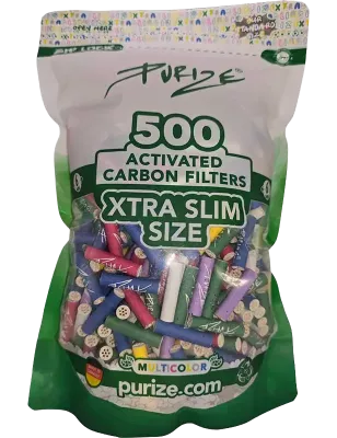 PURIZE – Filtres XTRA Slim Charbon Actif Multicolore 6 mm 500 pièces