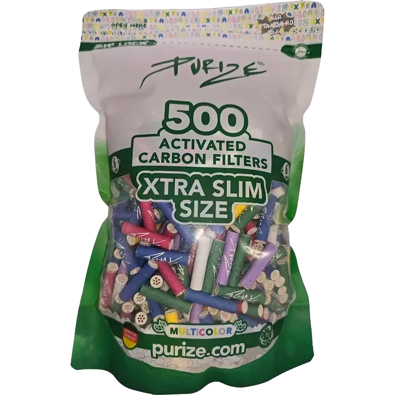 PURIZE® – XTRA Slim Aktivkohlefilter All Colors 6 mm 500 Stück