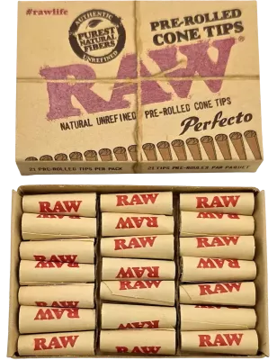 RAW – Perfecto Pre-Rolled Cone Tips 21 pezzi