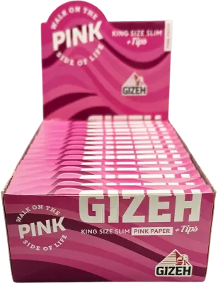 Gizeh – All Pink King Size Slim + Tips Rose Extra Fine Display 26 pcs