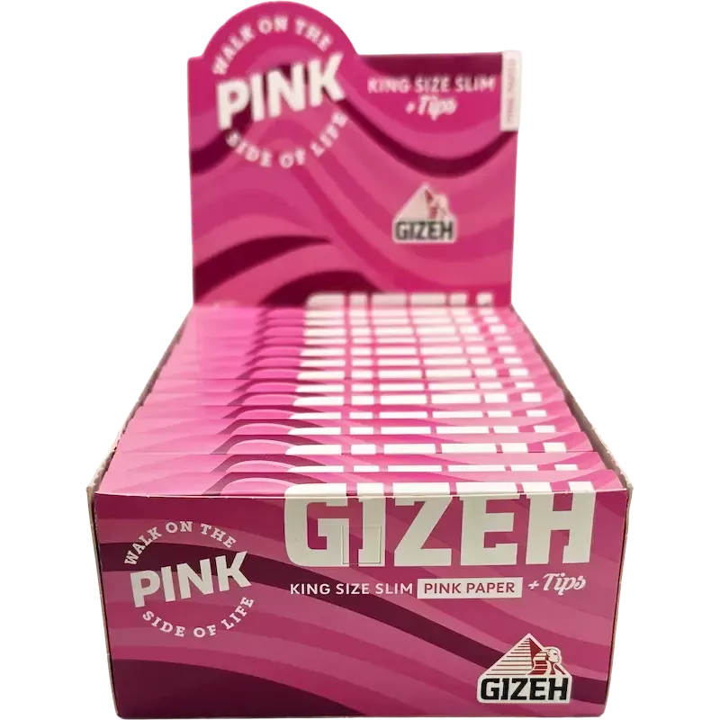 Gizeh – All Pink King Size Slim + Pink Extra Fine Tips Display 26 pcs