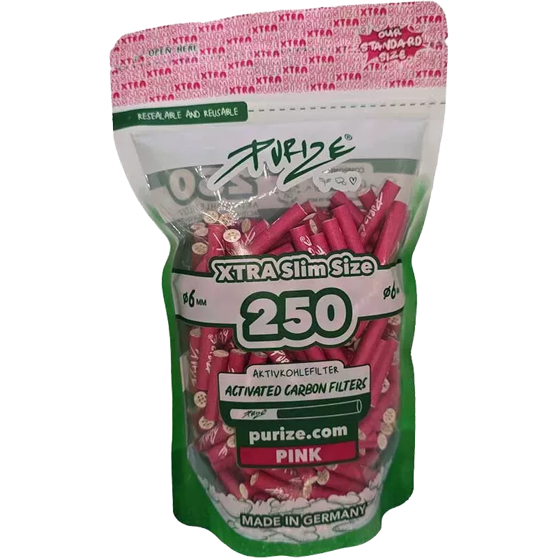Purize – Filtri Xtra Slim al carbone attivo (250 pezzi, colori assortiti) pink rose