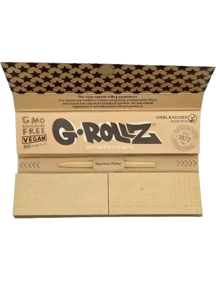 G-Rollz – Pets Rock Rap Unbleached King Size Slim Papers + Tips box complète de 25 booklets