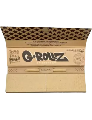 G-Rollz – Pets Rock Rap Unbleached King Size Slim Papers + Tips complete box of 25 booklets