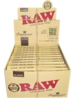 RAW – Connoisseur King Size Slim – Feuilles + Tips box complète de 24 booklets