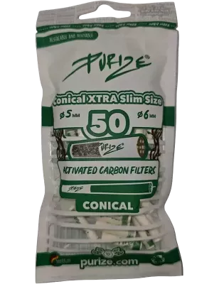 Purize – Conical Xtra Slim Aktivkohlefilter 50 Stück