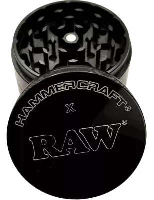 RAW x Hammercraft – Black Aluminium 4-Piece Grinder 63 mm