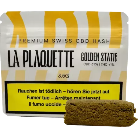 La Plaquette – Golden Static Hash 37 % CBD Static Sift suisse 3.5 gr