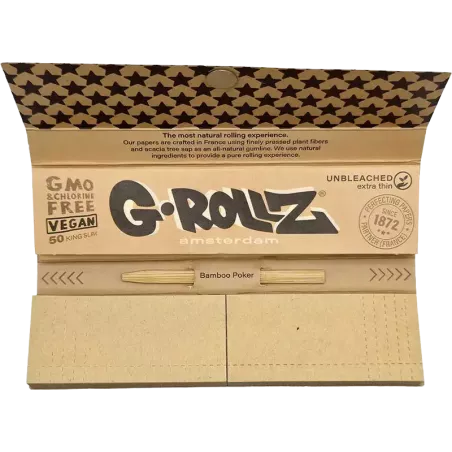 G-Rollz Pets Rock Rap – Unbleached King Size Slim Papers + Tips