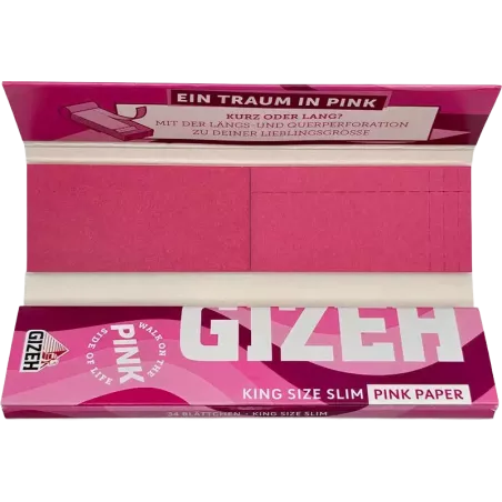 Gizeh – King Size Slim + Tips Pink Extra Fine