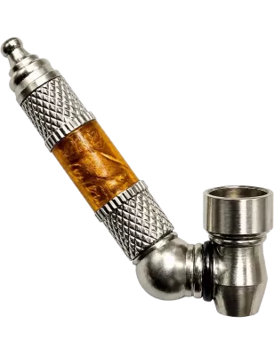 Metal Pipe – Pipa in metallo e plastica angolata a 45° ambra 9 cm
