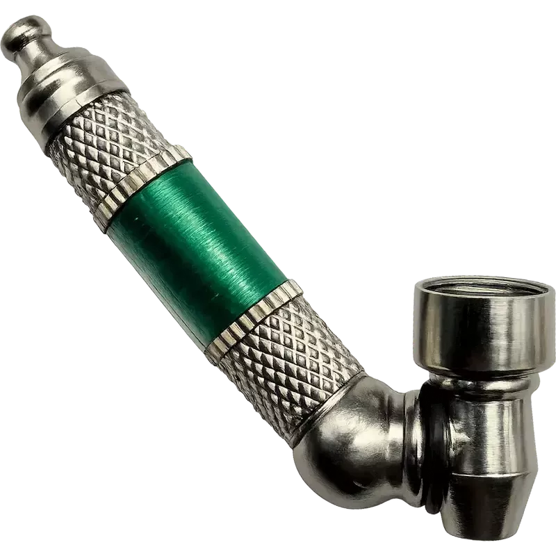 Metal Pipe – Pipa in metallo e plastica angolata a 45° verde smeraldo 9 cm
