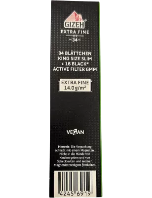 Gizeh – Black King Size Slim + Active Filter