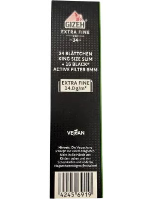 Gizeh – Black King Size Slim + Active Filter