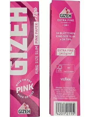 Gizeh King Size Slim + Tips Rosa (Extra Fein)