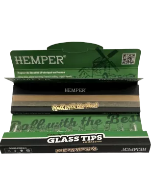 Hemper – Box da 20 pacchetti di cartine Brown King Size Slim + Filtri in vetro da 6 mm