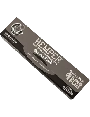 Hemper – Feuilles à Rouler White King Size Slim + Filtres en Verre 6 mm