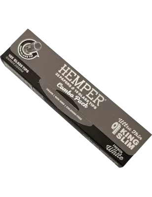 Hemper – White King Size Slim Papers + 6 mm Glasfilter