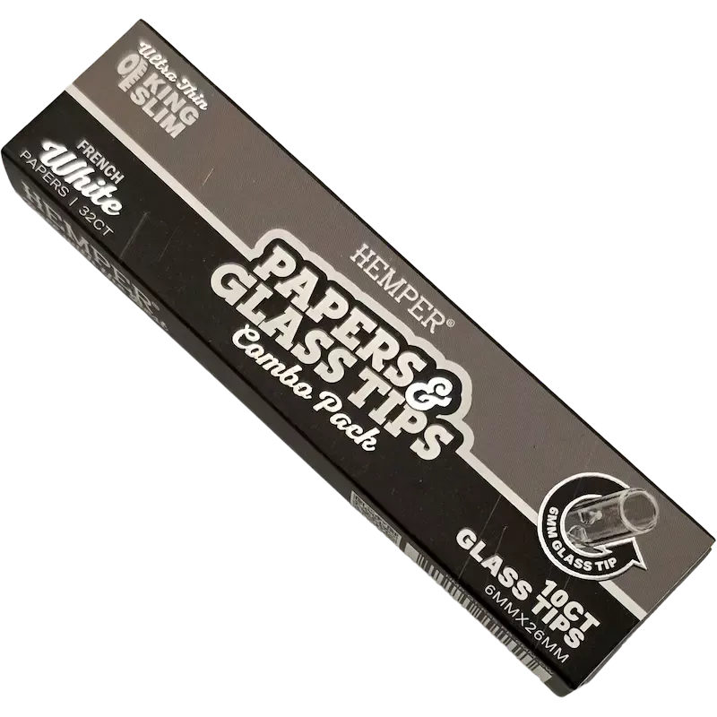 Hemper – Feuilles à Rouler White King Size Slim + Filtres en Verre 6 mm